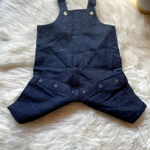 Baby Gap Vintage Blue Denim Overalls Snap Legs Pockets 3-6months - Picture 2 of 6